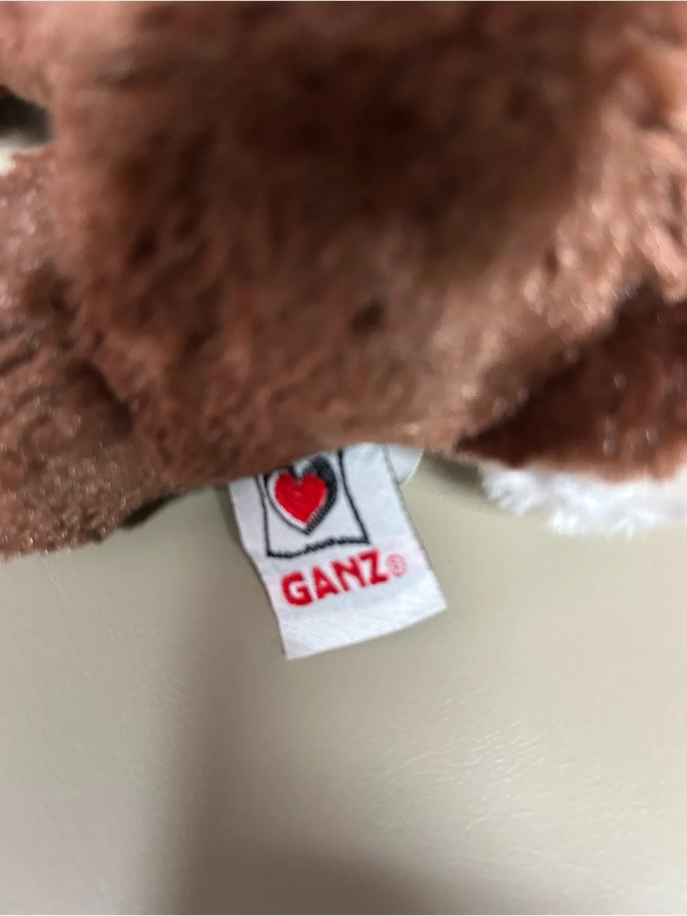 GANZ Brown Plush Toy with Heart Tag